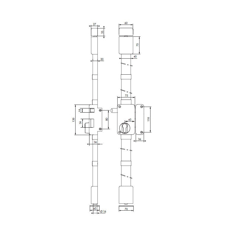 Boîtier De Serrure BELUGA CP Blanche à Tirage 75 X 130 Mm Gauche
