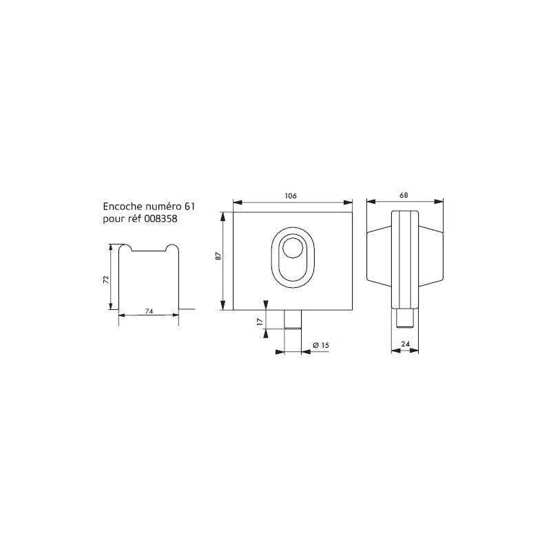 Boîtier Serrure Basse à Cylindre 30 X 30 Mm