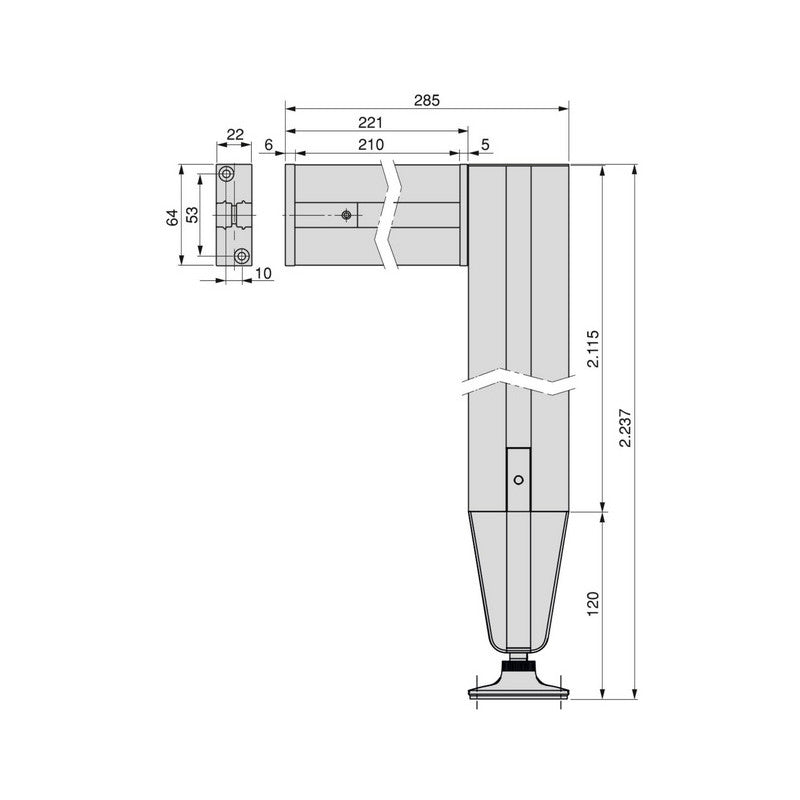 Kit De Structure Modulaire Emuca Zero 2 Profilés Finition Gris Pierre