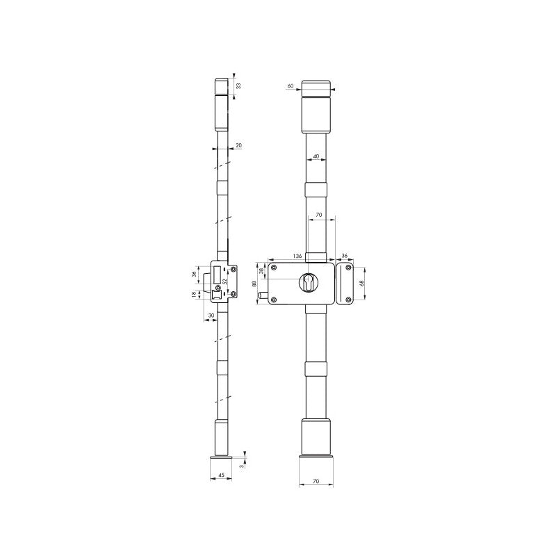 Serrure 3 Points HORGA CP TRANSIT 2 Fouillot 140x88mm Blanche Droite 4