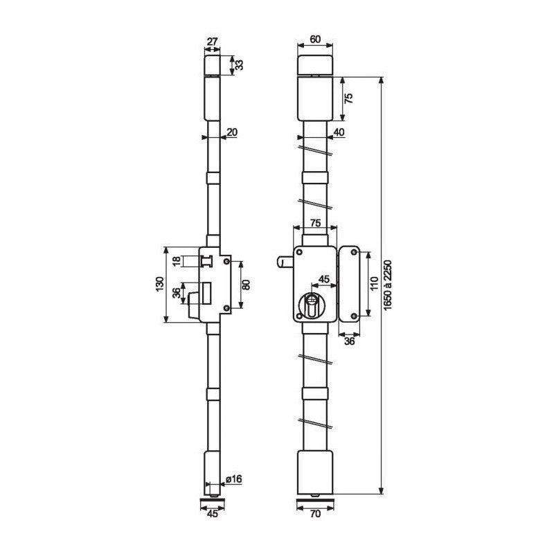 Serrure à Tirage Beluga CP Gauche