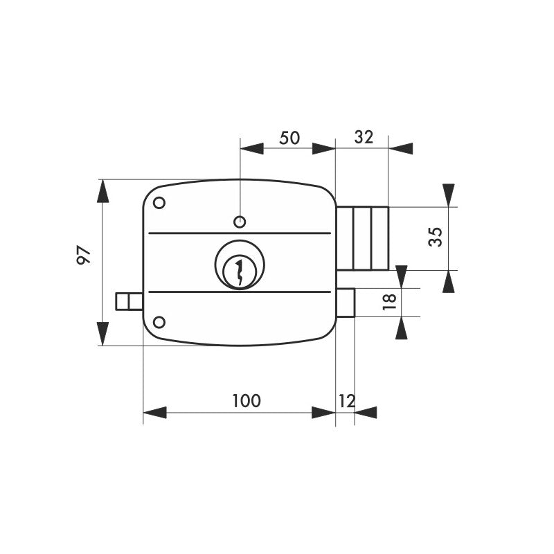 Serrure En Applique à DC à Tirage 100 X 97 Mm Droite 94695