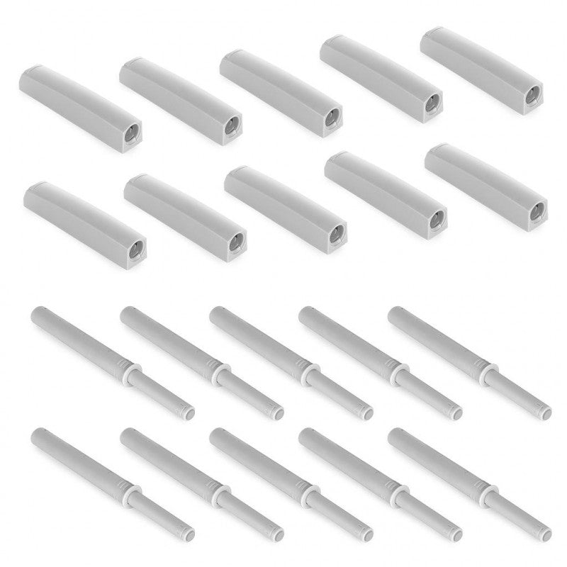  Emuca - Lot De 10 Ferme-portes Push Lite à Visser Sur L'armoire 80mm Plastique Gris - 1900421