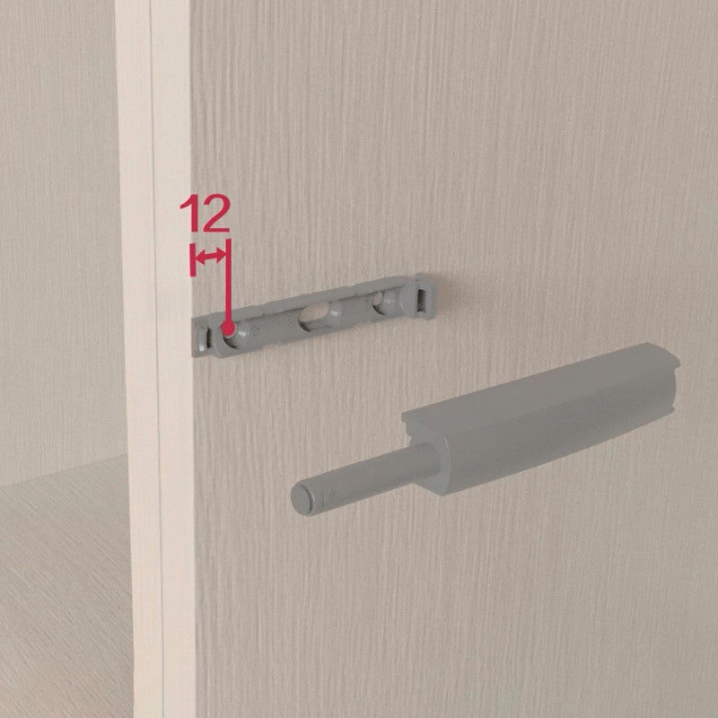  Emuca - Lot De 10 Ferme-portes Push Lite à Visser Sur L'armoire 80mm Plastique Gris - 1900421