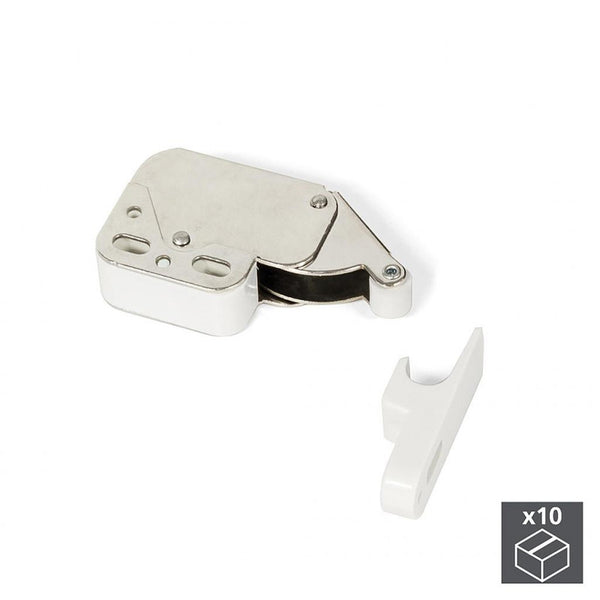  10 Fermeture Pour Meubles, Acier Et Plastique, Blanc