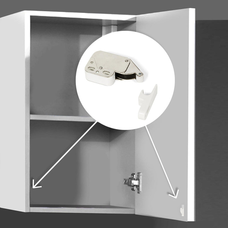  10 Fermeture Pour Meubles, Acier Et Plastique, Blanc