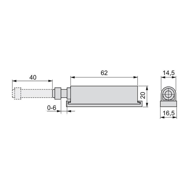  10 Fermeture Push Pour Portes, Plastique, Gris