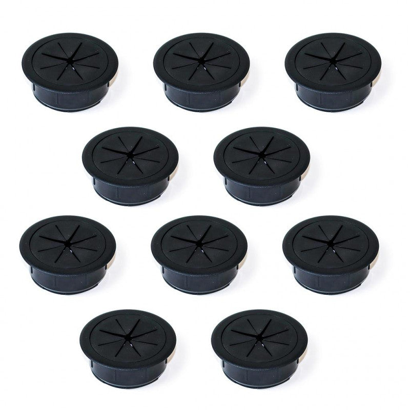  Emuca - Lot De 10 Passe-câbles Pour Table Roundot D60mm En Plastique Noir - 3920217
