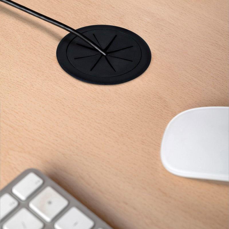  Emuca - Lot De 10 Passe-câbles Pour Table Roundot D60mm En Plastique Noir - 3920217