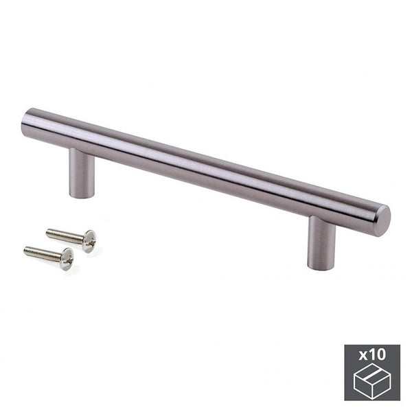  10 Poignées Pour Meuble Orlando D 12 Mm Entraxe 128 Mm Acier Nickel Sa