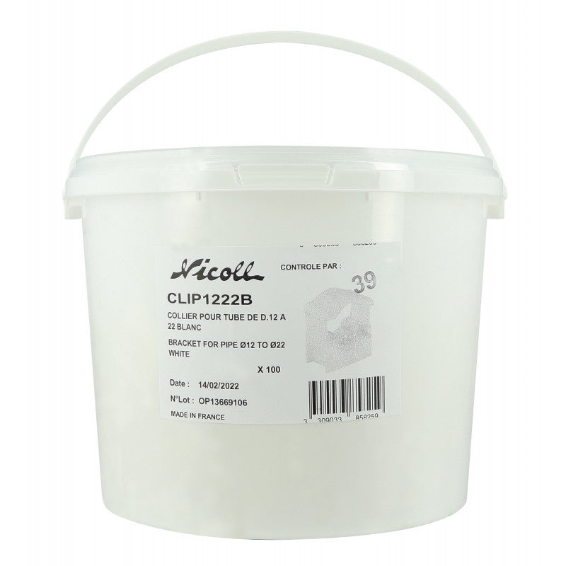  100 Colliers De Fixation Nicoll COLLCLIP® En PVC Blanc