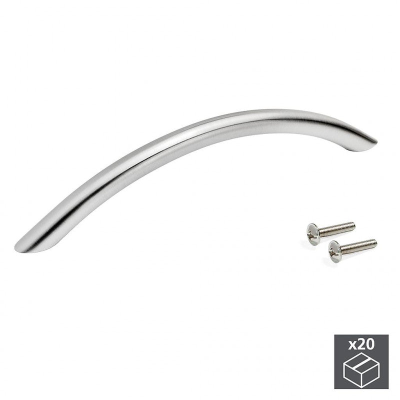  20 Poignées Pour Meuble Porto D 10 Mm Entraxe 192 Mm Acier Nickel Sati