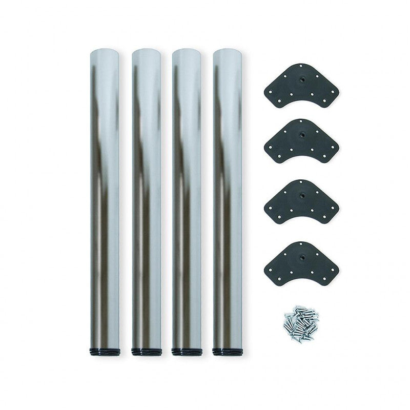  4 Pieds Pour Table D 60 Mm Réglable 830 850 Mm Acier Nickel Satiné