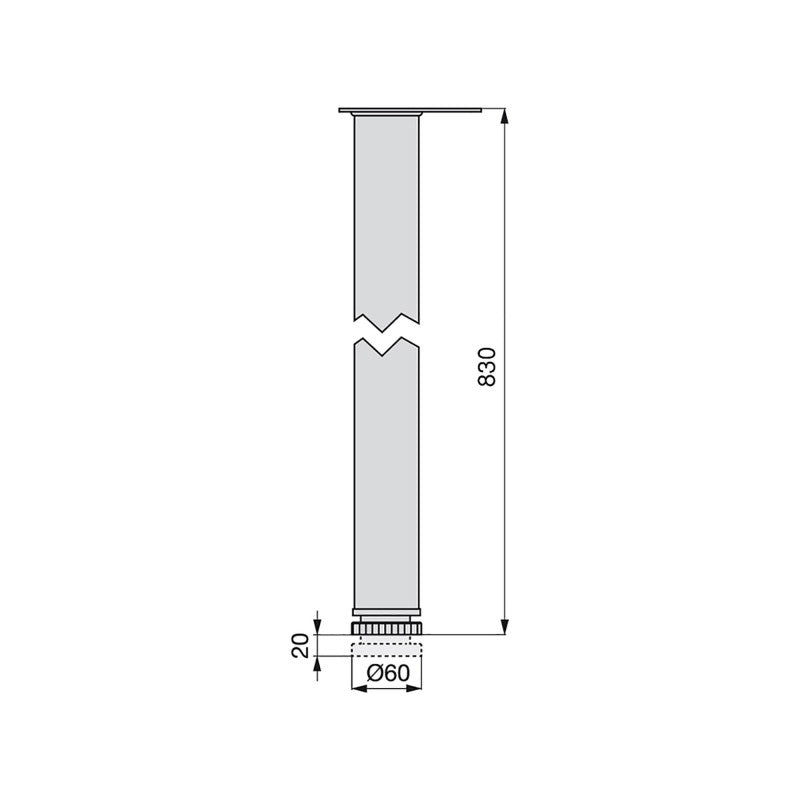  4 Pieds Pour Table D 60 Mm Réglable 830 850 Mm Acier Nickel Satiné