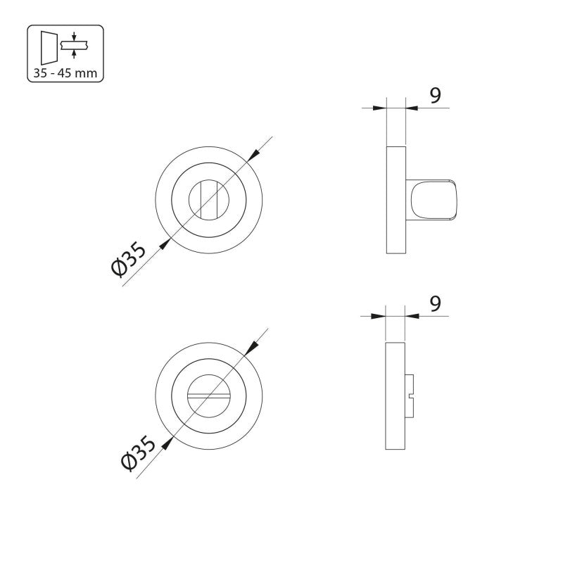 Emuca - Jeu De 5 Kits Rosace De Condamnation D35mm En Zamak Nickel Satiné Pour Porte Intérieur - 1279051