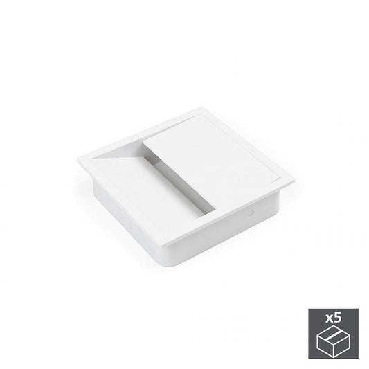  5 Passe-câbles Table Carré 85 X 85 Mm Pour Encastrer Plastique Blanc