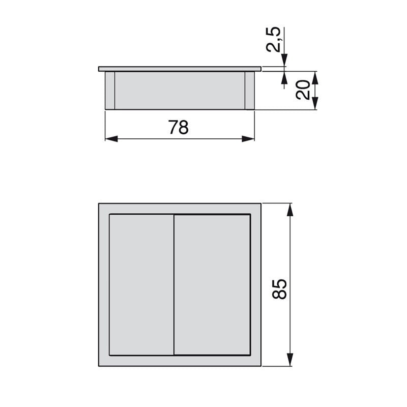  5 Passe-câbles Table Carré 85 X 85 Mm Pour Encastrer Plastique Blanc