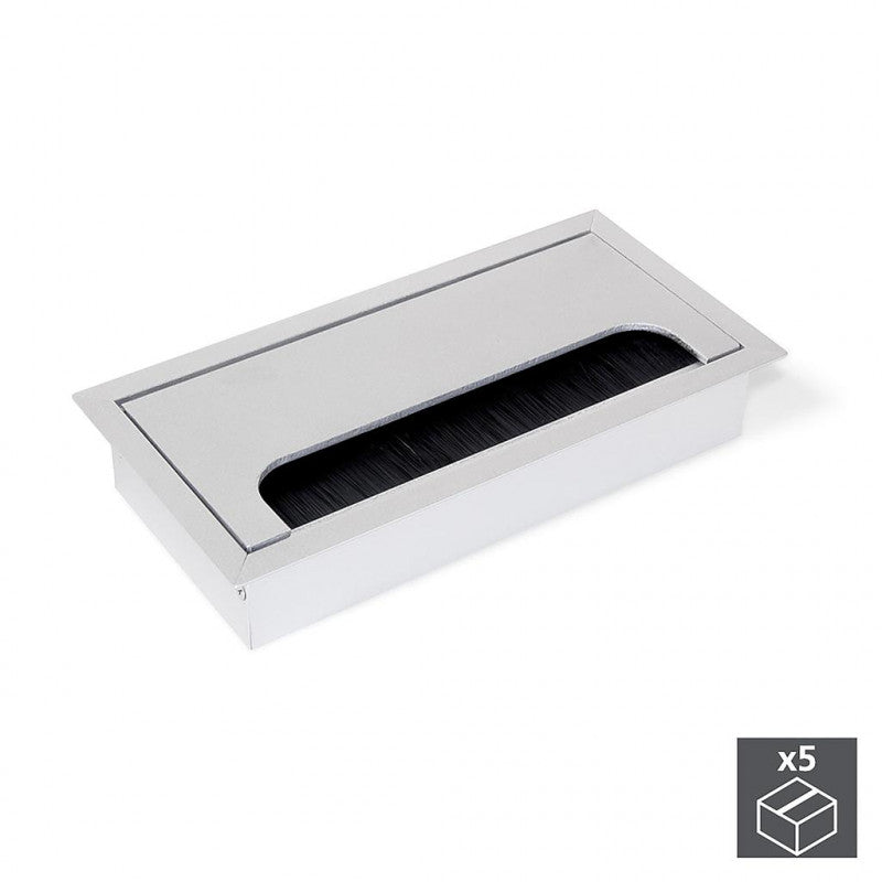  5 Passe-câbles Table Rectangulaire 158x80mm Encastrer Aluminium Anodis