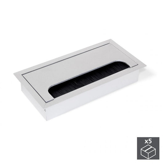  5 Passe-câbles Table Rectangulaire 158x80mm Encastrer Aluminium Anodis