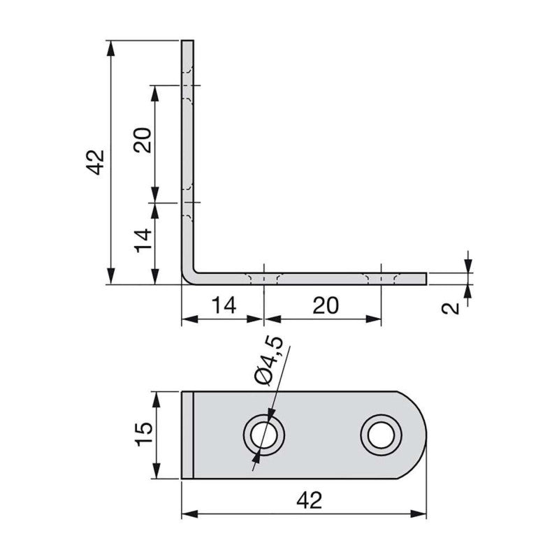  Emuca - Lot De 50 Équerres D'assemblage Pour Meubles 42x42mm 4 Perçages Acier Zingué - 4021505