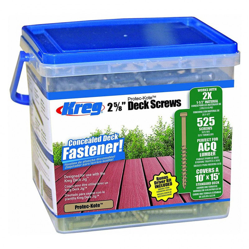  525 Vis Terrasse Protec-Kote 67mm Gros Filet Tête Plate Kreg
