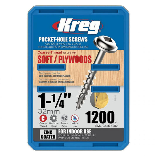  Boîte 1200 Vis Galvanisés SML-C125-1200-INT 32mm Filetage épais Kreg