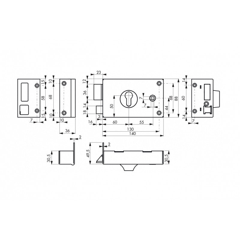  Boîtier CP à Fouillot 140 X 88 Mm Gauche 85120