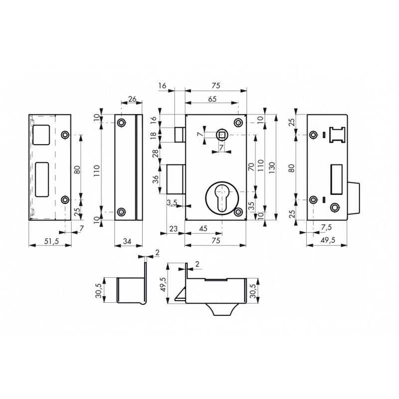  Boîtier CP à Fouillot 75 X 130 Mm Gauche 88120
