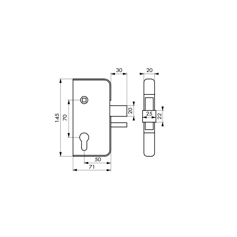  Boîtier Cylindre Profilé 71 X 145 Mm Pour Portail PVC Droite 36079