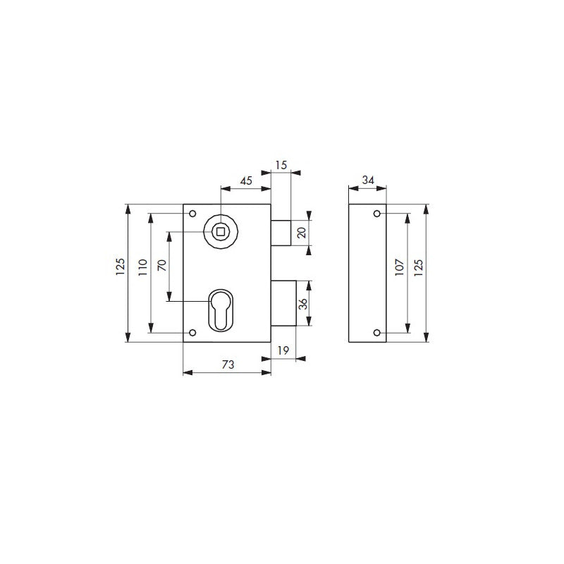  Boîtier Serrure Applique Verticale Pour Cylindre Profile Gauche 73 X 1