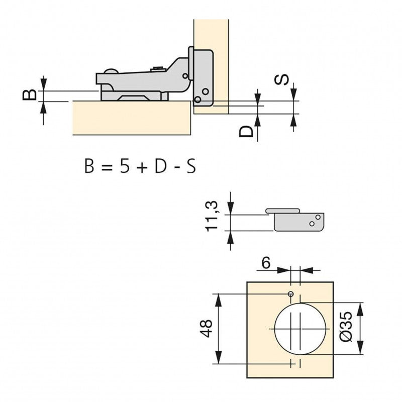  Emuca -Kit Charnière Coudée Pour Montage En Applique Sur Panneau Mitoyen X91N Et Embase Finition Acier Nickelé - 1011107