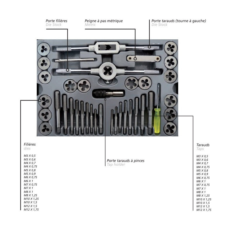  Coffret De Tarauds Et Filières Fartools CTF 40 40 Pièces