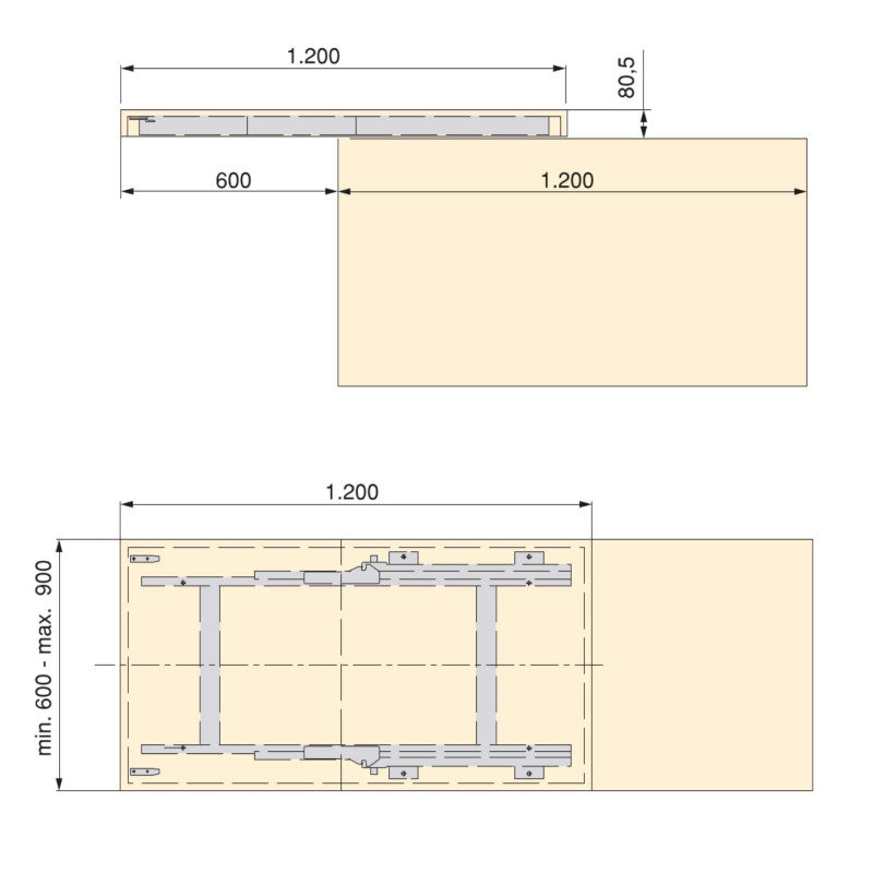 Coulisses Pour Table Coulissante Emuca Twice Top Anodisé Mat Alu