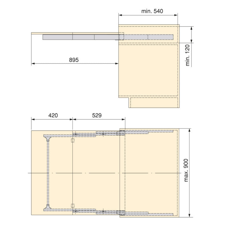  Coulisses Pour Table Escamotable Emuca Lunch Inox Brossé Alu