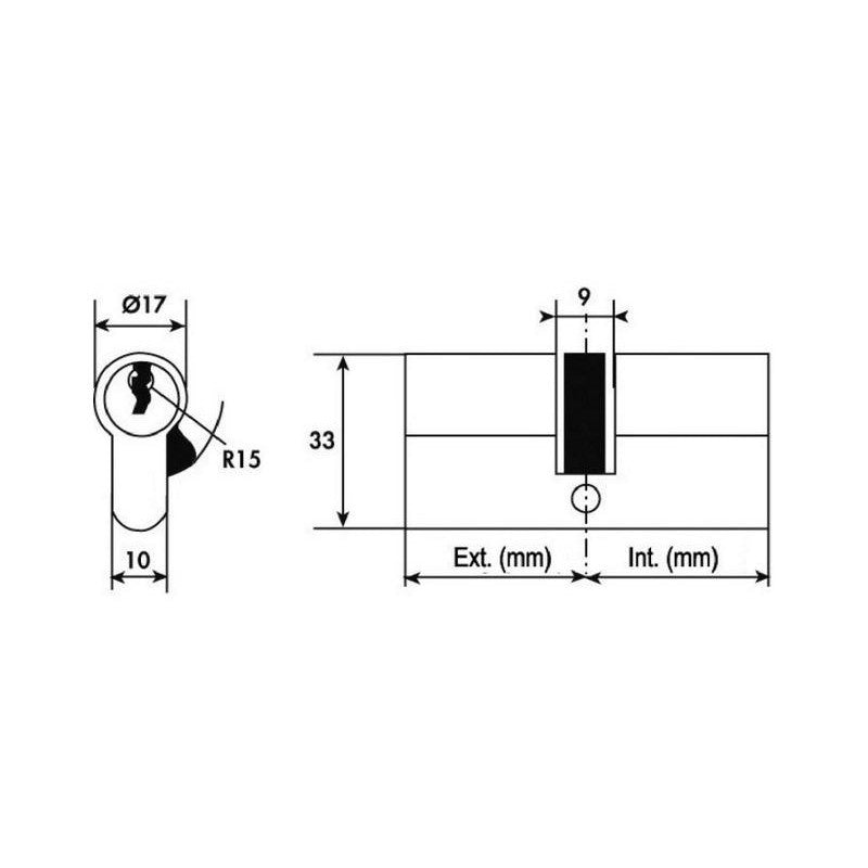 Tesa Cylindre 2 Entrées TE5 Laiton 48563B 30x30 Mm