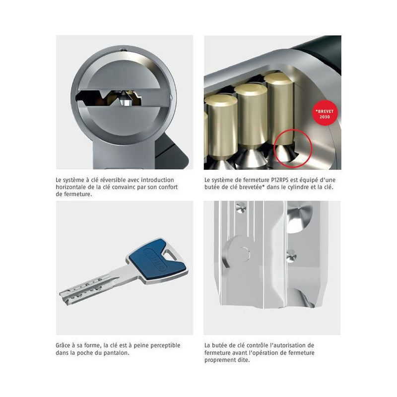 Abus Demi-cylindre P12RPS 30x10mm Alu Avec 5 Clés Couleurs Réversibles