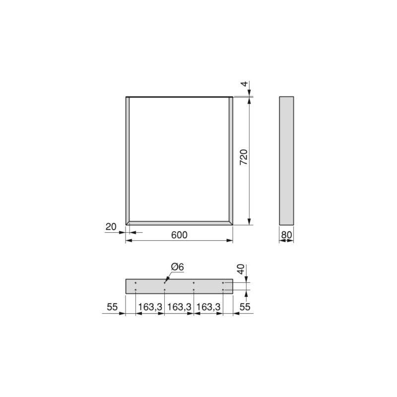  Jeu De 2 Pieds Rectangulaires Emuca Square Pour Table 60cm Acier Noir