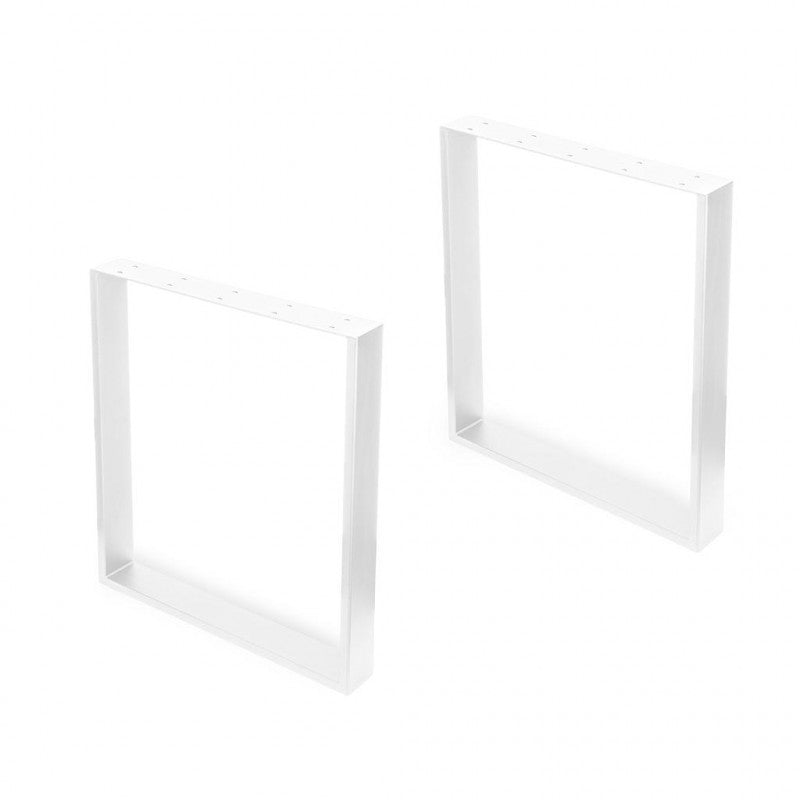  Jeu De 2 Pieds Rectangulaires Emuca Square Pour Table 60cm Acier Blanc