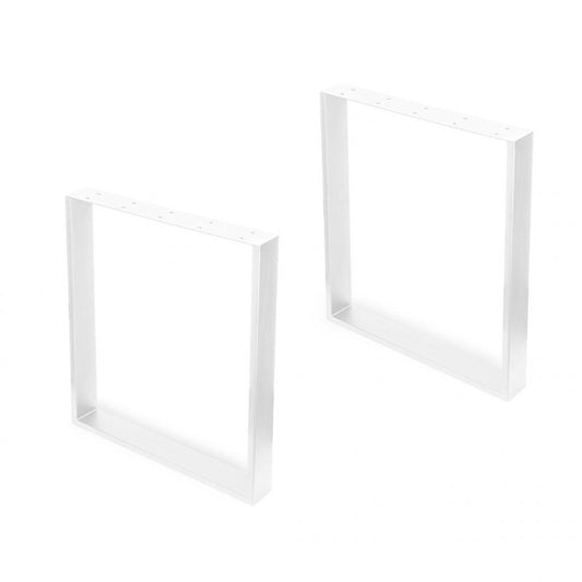  Jeu De 2 Pieds Rectangulaires Emuca Square Pour Table 60cm Acier Blanc