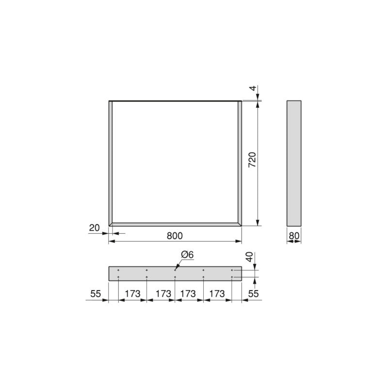  Jeu De 2 Pieds Rectangulaires Emuca Square Pour Table 60cm Acier Blanc