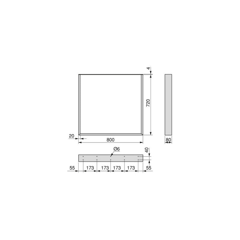  Jeu De 2 Pieds Rectangulaires Emuca Square Pour Table 80cm Acier Noir