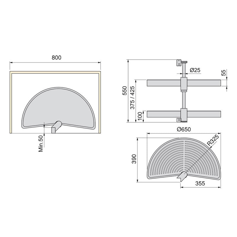  Jeu De 2 Plateaux Tournants Module De Cuisine En Plastique Gris Emuca