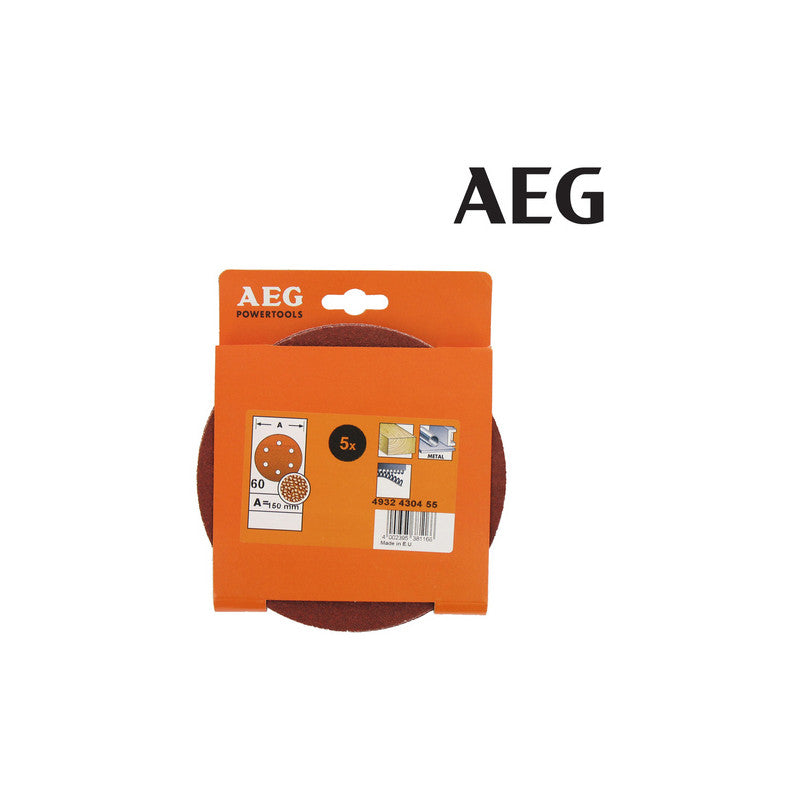 AEG Kit De 5 Disques Abrasifs Diam 150 Mm Grain 60 4932430455
