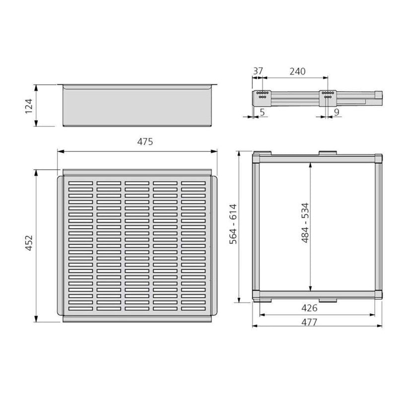  Emuca - Kit De Coulisses Et Panier Métallique Module 600mm Finition Moka - 7087913