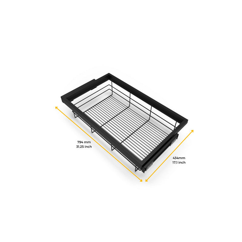  Kit De Panier à Fils Emuca Avec Glissières 800mm Noir Texturé