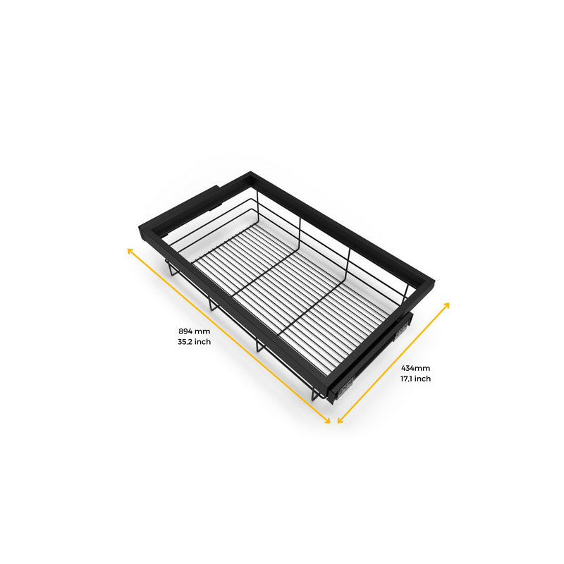  Kit De Panier à Fils Emuca Avec Glissières 900mm Noir Texturé