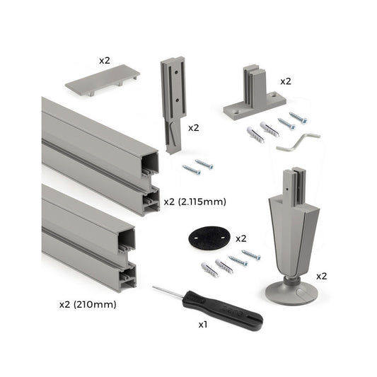  Kit De Structure Modulaire Emuca Zero 2 Profilés Finition Gris Pierre