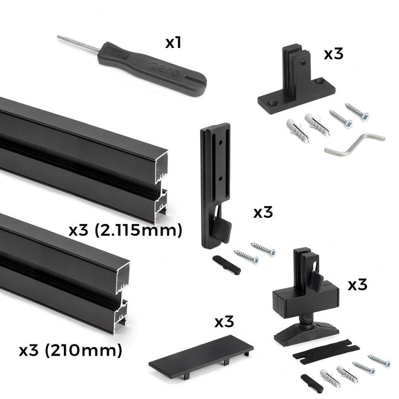  Kit De Structure Modulaire Emuca Zero 3 Profilés Noir Texturé
