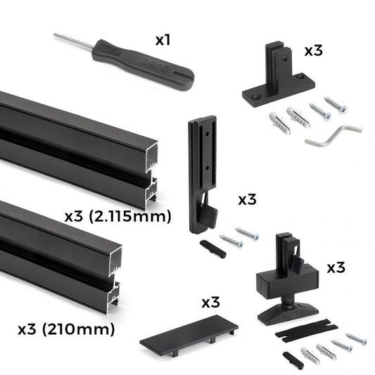  Kit De Structure Modulaire Emuca Zero 3 Profilés Noir Texturé