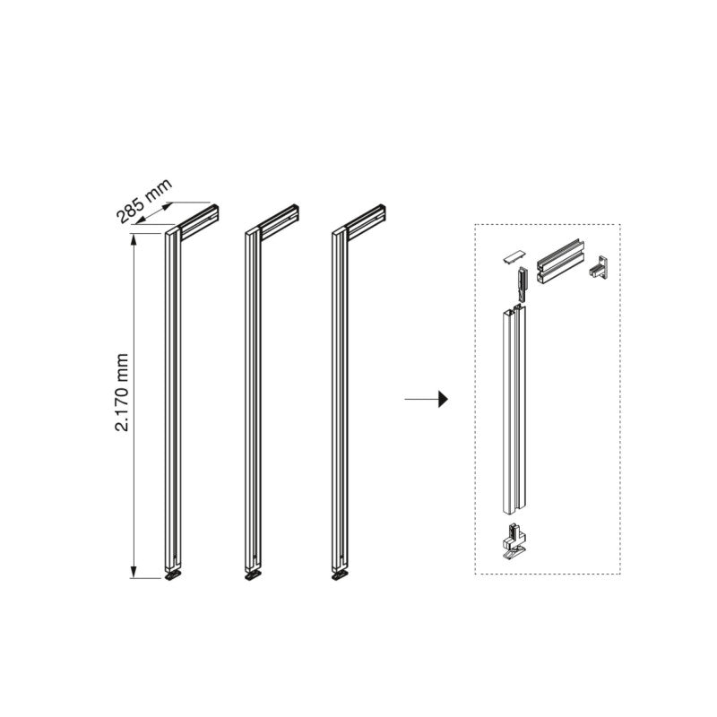  Kit De Structure Modulaire Emuca Zero 3 Profilés Noir Texturé